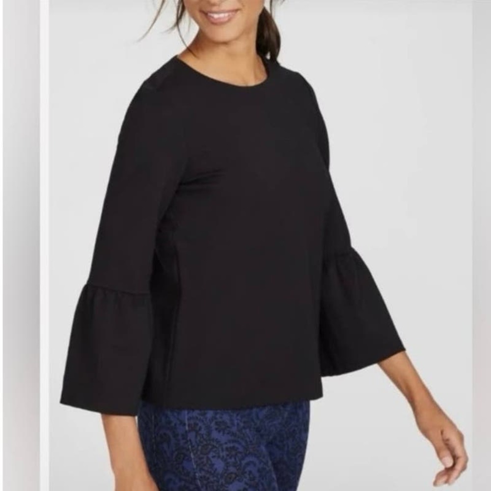 J McLaughlin Women’s Minimalist Neutral Classic Bell Sleeve Blouse